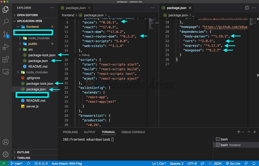 Instalación de paquetes módulos app react